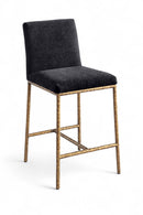 Reeves - Chenille Fabric Upholstered Counter Stool (Set of 2) - Gold Base