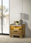 Henderson - 1-Drawer LED Nightstand Bedside Table - Medium Oak