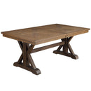 Pascaline - Dining Table - Gray Fabric, Rustic Brown & Oak