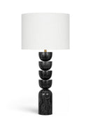 Opus - Genuine Marble, Linen Textured Fabric And Brass Table Lamp