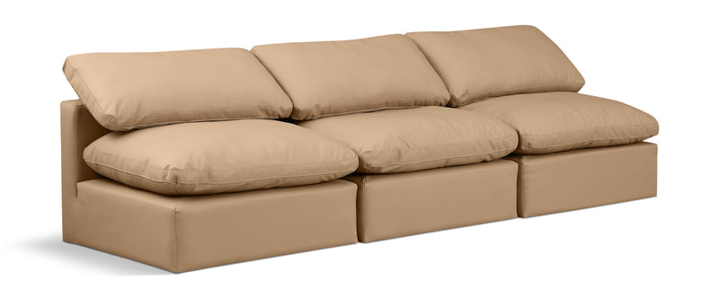 Indulge - Faux Leather 3 Piece Modular Armless Sofa - Tan