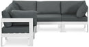 Nizuc - Outdoor Patio 5 Piece Modular Sectional With White Frame