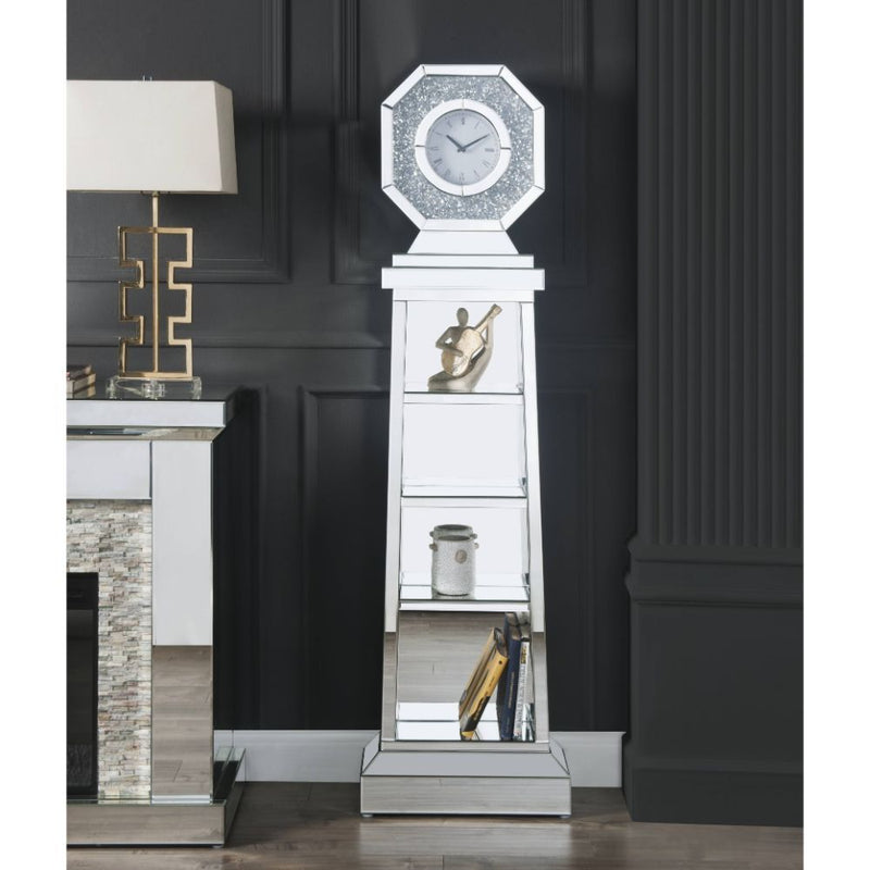 Noralie - 63" Grandfather Clock - Mirrored & Faux Diamonds