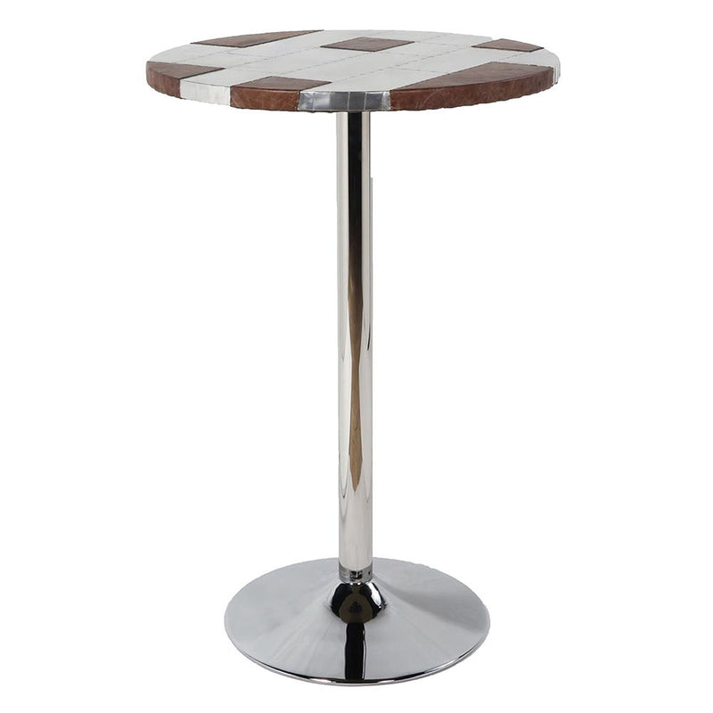 Brancaster - Bar Table - Retro Brown Top Grain Leather & Aluminum