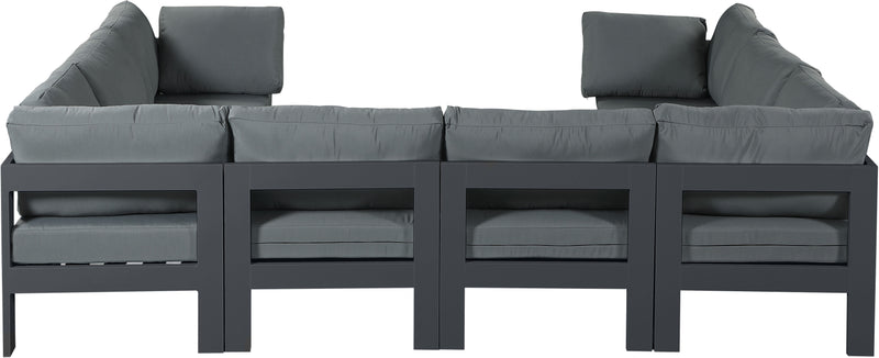 Nizuc - Outdoor Patio 8 Piece Modular Sectional With Gray Frame