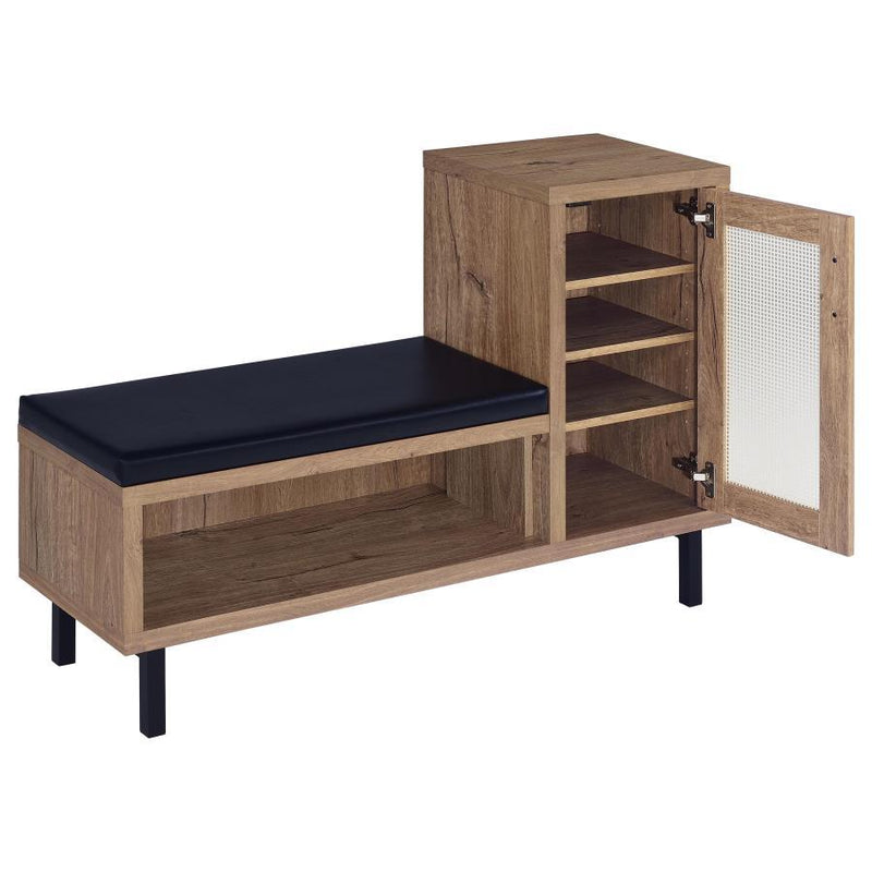 Teller - 1-Door Entryway Shoe Storage Bench - Natural Oak