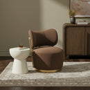 Elara - Velvet Upholstered Swivel Accent Chair - Stained Natural