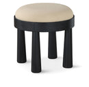 Larea - Linen Textured Fabric Ottoman - Black Base