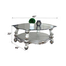 Versailles - 22" Coffee Table - Clear Glass & Antique Platinum