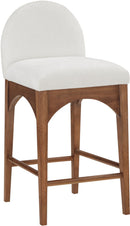 Waldorf - Chenille Stool With Brown Legs