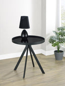 Briggs - Round Marble Printed Glass Top End Side Table