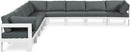 Nizuc - Outdoor Patio 9 Piece Modular Sectional With White Frame