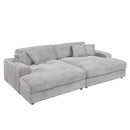 Hilde - Sectional Sofa With 4 Pillows - Light Gray Corduroy