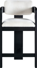 Sacha - Linen Stool With Black Base