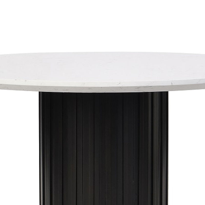 Jaramillo - Round Dining Table With Engineered Marble Top - Engineered Marble Top & Black