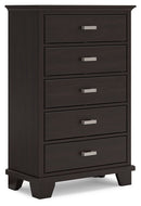Covetown - Five Drawer Chest - Dark Brown