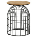 Bernardo - Round Wire Frame Side Table - Natural And Gunmetal