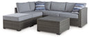 Petal Road - Loveseat Sectional, Ottoman, Table Set (Set of 4) - Gray