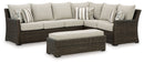 Brook Ranch - Sofa Sectional, Bench With Cushion (Set of 3) - Brown